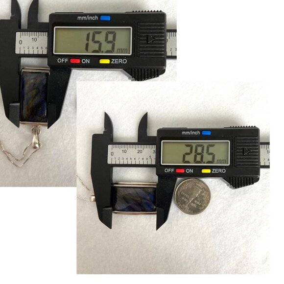 Sterling Silver 925 Bezel Set Blue Flash Labradorite Pendant Necklace 18" Chain - Picture 9 of 16